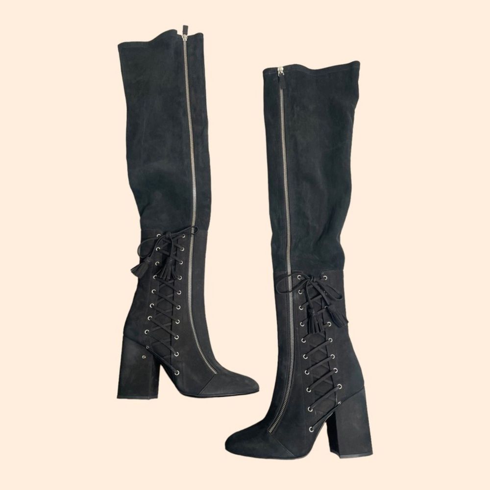 NEW Laurence Dacade Black Thigh High Boots